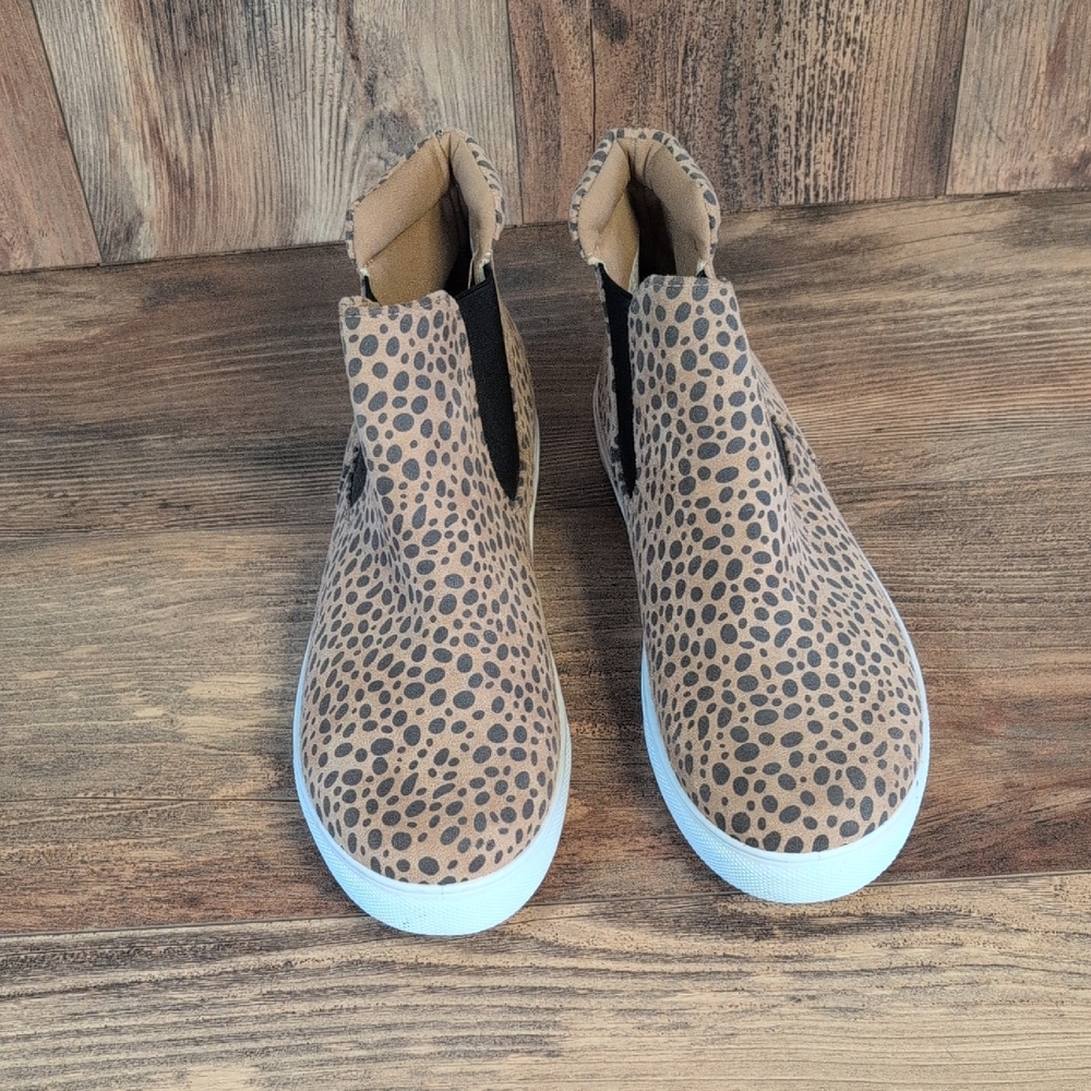 ZGR Leopard Print Slip-On Ankle Bootied Boots 11